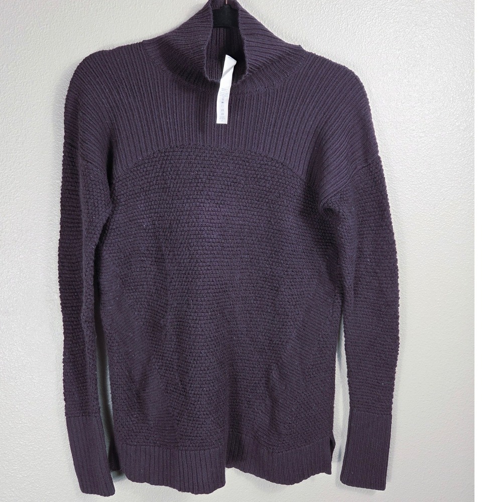 Lululemon Warm & Restore Sweater Womens 6 Merino Wool‎ Turtleneck Textured Knit